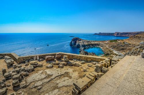 Panoramic view in Ancient Lindos, part of private tours